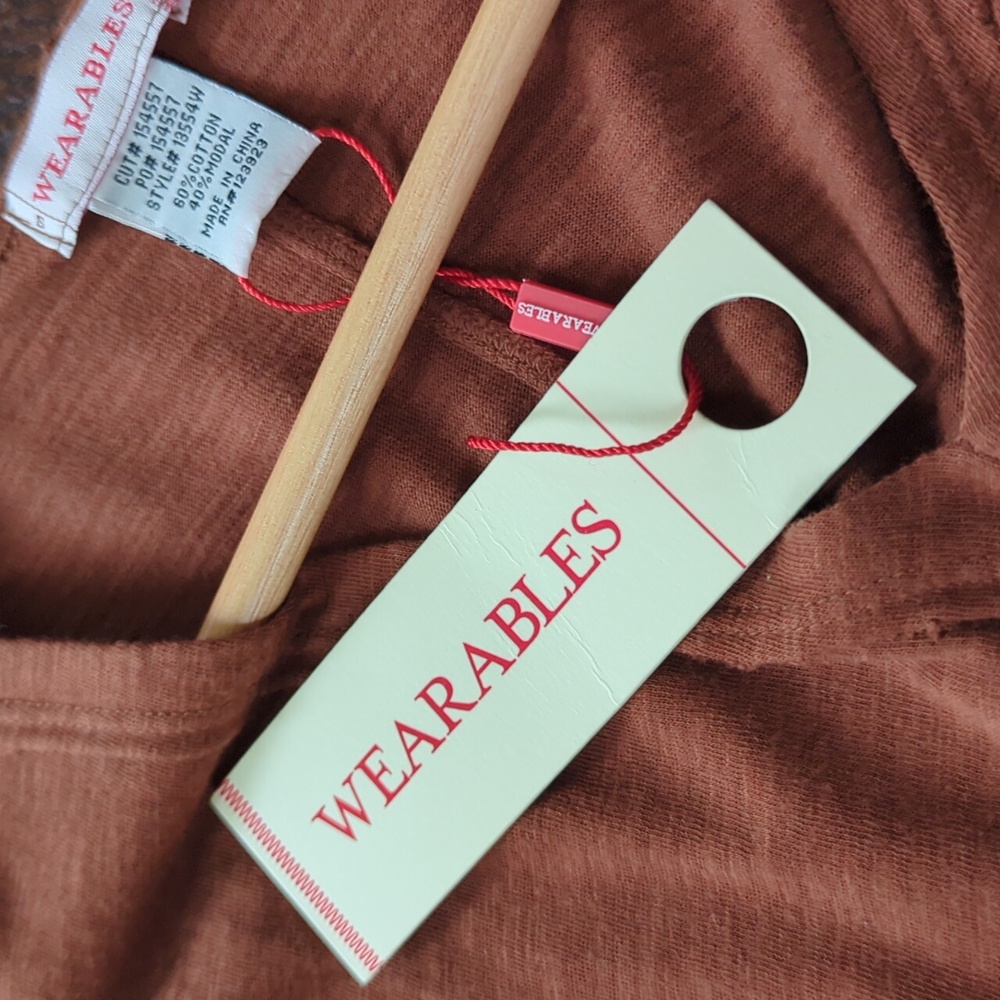 WEARABLES XCVI I NWT Sumac Pigment Rust V-Neck Midwest 3/4 Sleeve Shirt Top, S - Picture 9 of 14